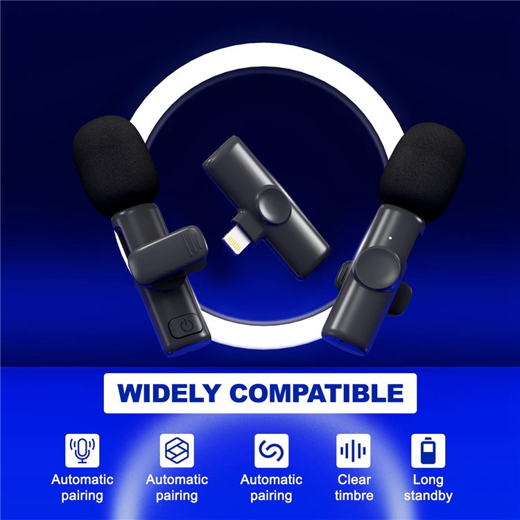 K11 Portable Mini Wireless Lavalier Microphone Noise Cancelling Audio Video Recording Mic (Lightning Interface)