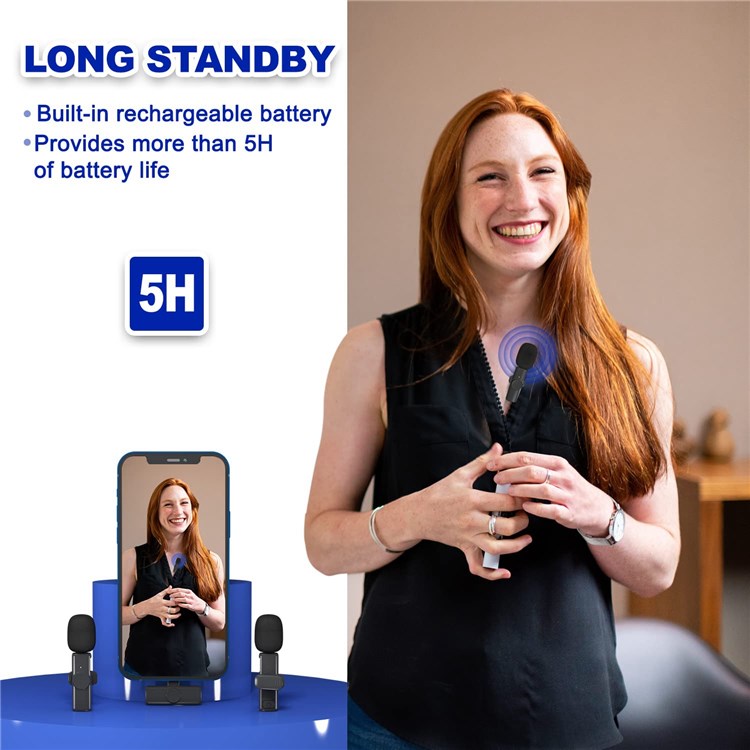K11 Portable Mini Wireless Lavalier Microphone Noise Cancelling Audio Video Recording Mic (Lightning Interface)