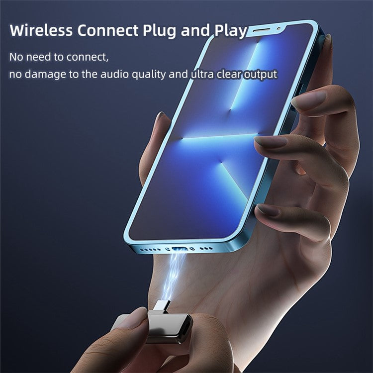 V8 Type-C Interface Plug and Play 2.4G Wireless Lavalier Microphone Live Broadcast Lapel Mic, 1 Transmitter + 2 Receiver - Champagne Gold