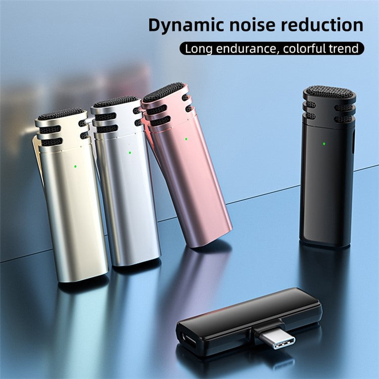 V8 Type-C Interface Plug and Play 2.4G Wireless Lavalier Microphone Live Broadcast Lapel Mic, 1 Transmitter + 2 Receiver - Champagne Gold