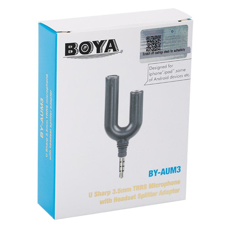BOYA BY-AUM3 3.5mm TRRS Microphone with 3-position 3.5mm Headset Splitter Adapter for iPhone / iPad / iPod Touch