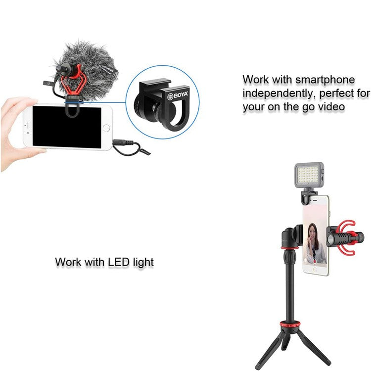 BOYA BY-VG350 Ultimate Smartphone Video Kit with BY-MM1+ Super-cardioid Microphone and LED Light