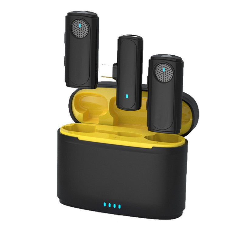 J20 Wireless Lavalier Microphone 3 Gears Noise Reduction Lapel Clip Mic, 2 Mic + 1 Receiver - Type-C