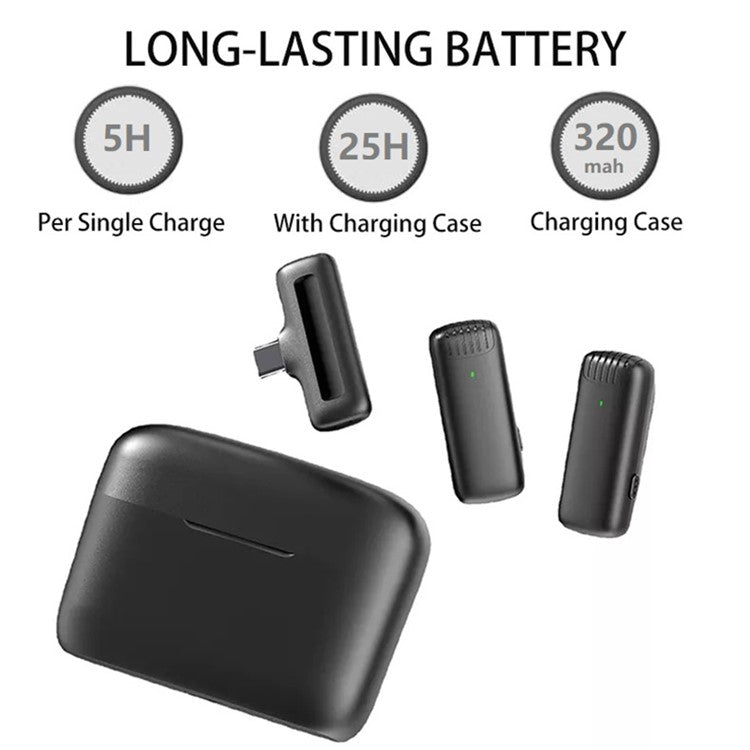 J13 2Pcs Wireless Lavalier Microphone with Receiver Omnidirectional Sound Pickup Mini Lightning Lavalier Mic