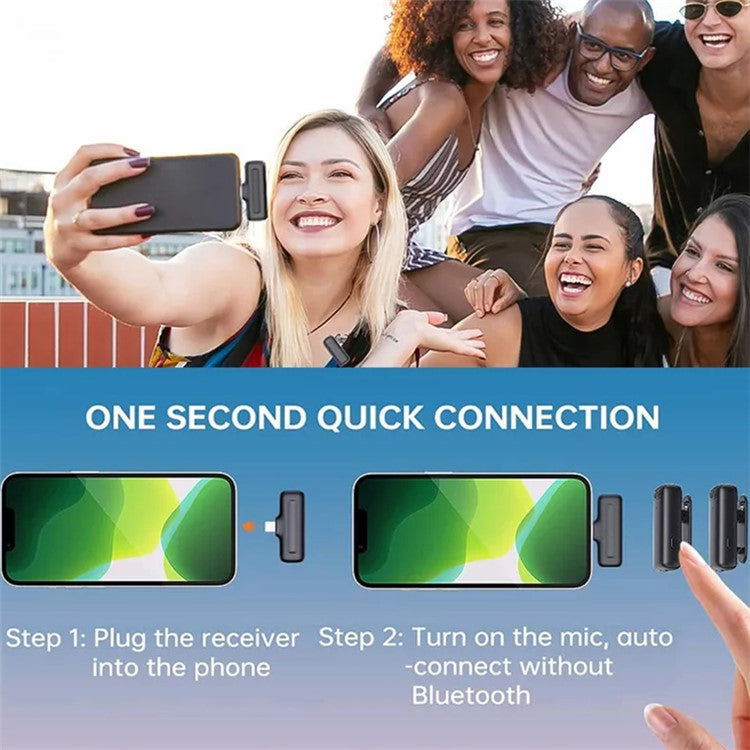 J13 2Pcs Wireless Lavalier Microphone with Receiver Omnidirectional Sound Pickup Mini Lightning Lavalier Mic