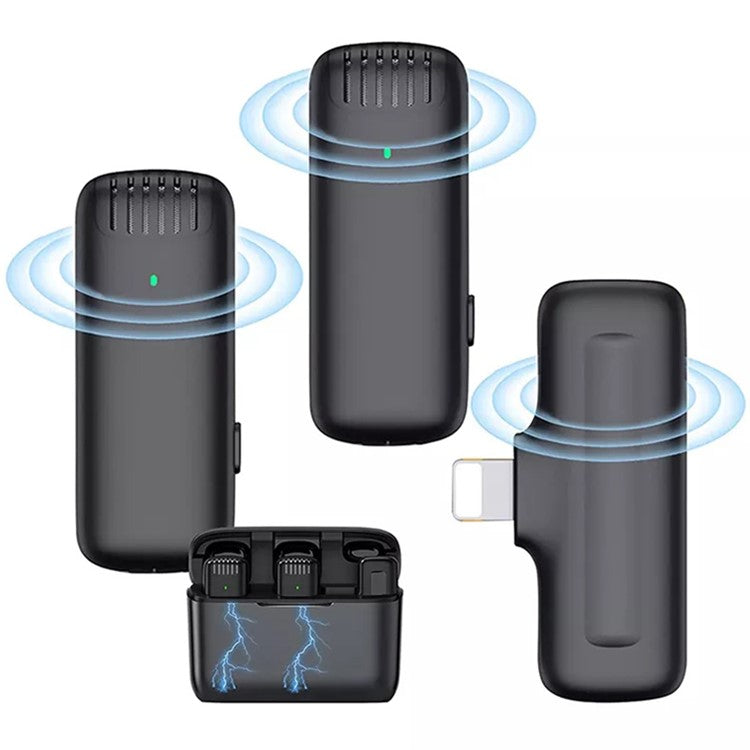 J13 2Pcs Wireless Lavalier Microphone with Receiver Omnidirectional Sound Pickup Mini Type-C Lavalier Mic