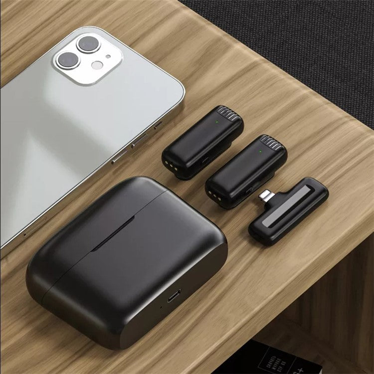 J13 2Pcs Wireless Lavalier Microphone with Receiver Omnidirectional Sound Pickup Mini Type-C Lavalier Mic