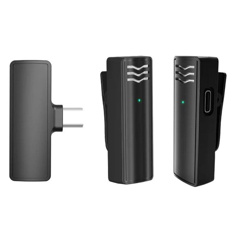J60 Wireless Lavalier Microphone Set 2 Transmitter + Receiver Portable Mini Type-C Lavalier Mic for Live Streaming, Interview