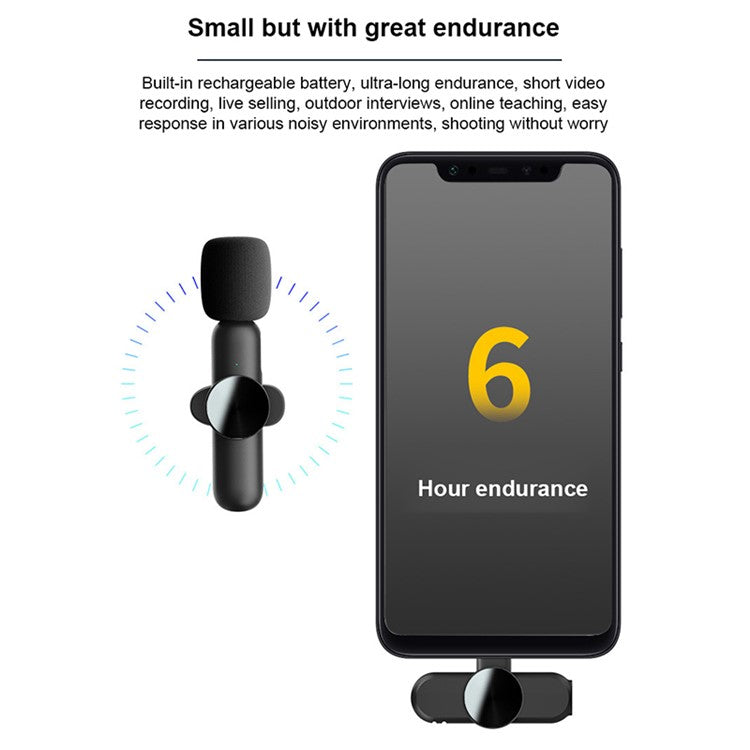 K3 Wireless Lavalier Microphone Portable Mini Lightning Lavalier Mic Set 2 Transmitter + Receiver