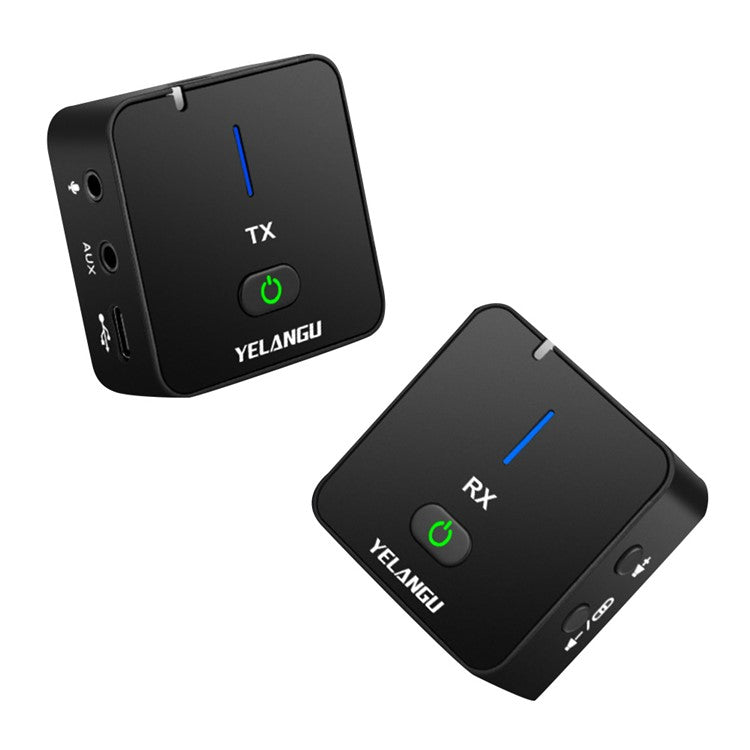 YELANGU MX5 Wireless Lavalier Microphone Set Transmitter + Receiver Portable 2.4G Mic with Clip - Black
