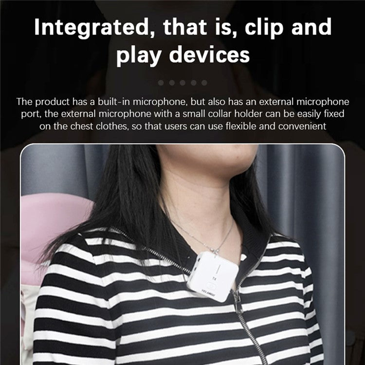 YELANGU MX5 Wireless Lavalier Microphone Set Transmitter + Receiver Portable 2.4G Mic with Clip - Black