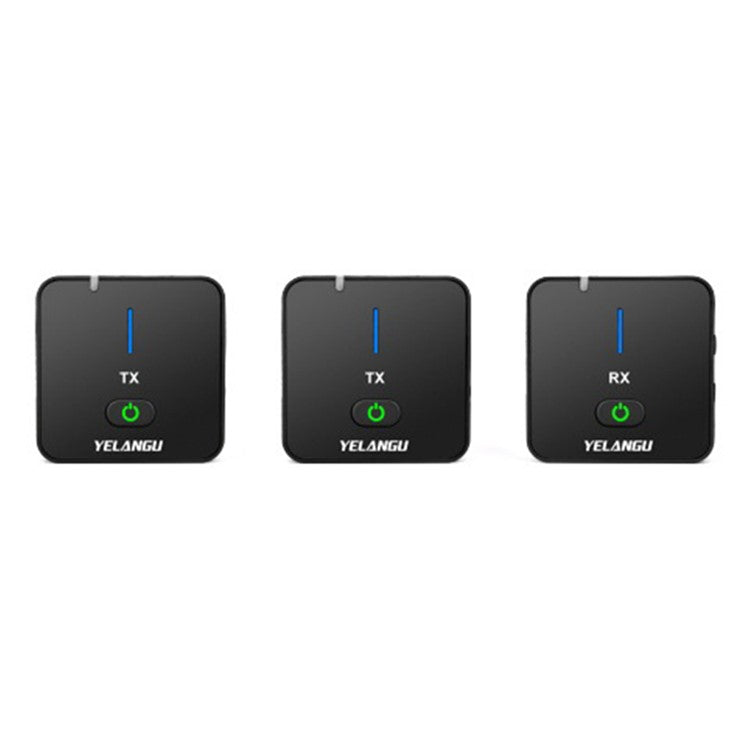 YELANGU MX5 Portable 2.4G Microphone Set 2 Transmitter + Receiver Wireless Lavalier Mic with Clip - Black