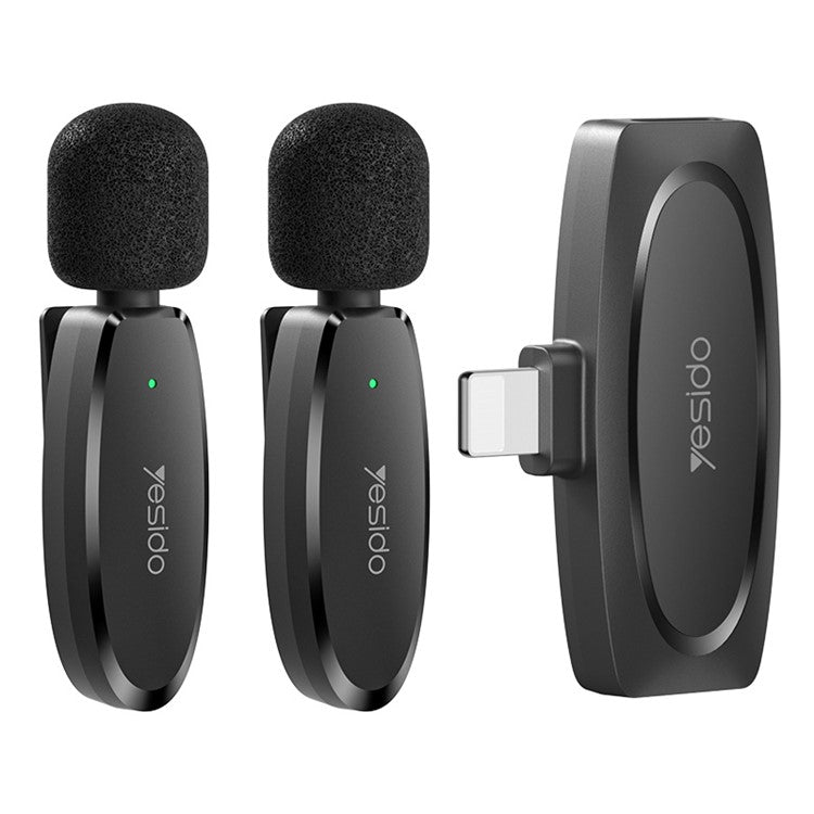 YESIDO KR14 8-Pin Plug Mini Recording Mic for iPhone Wireless Lavalier Microphone (2 Transmitters + 1 Receiver)