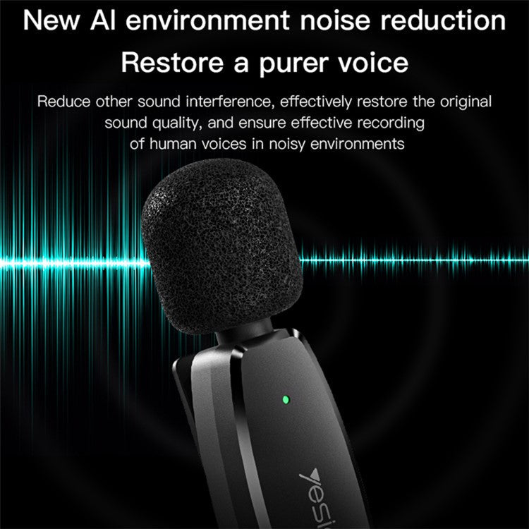 YESIDO KR14 8-Pin Plug Mini Recording Mic for iPhone Wireless Lavalier Microphone (2 Transmitters + 1 Receiver)