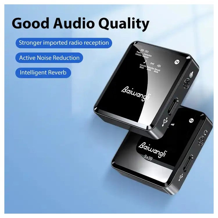 BAIWANGLI SX39 Live Broadcast Wireless Microphone Noise Reduction Lavalier Mic for iPhone, 1 Transmitter + 1 Receiver