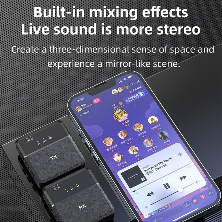 SX9 For Type-C Noise Reduction Clip On Lapel Mic Wireless Lavalier Microphone System, 1 Transmitter + 1 Receiver