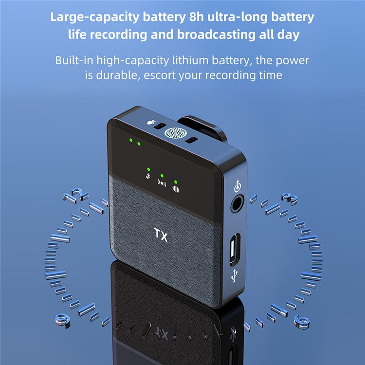 SX9 For Type-C Noise Reduction Clip On Lapel Mic Wireless Lavalier Microphone System, 1 Transmitter + 1 Receiver