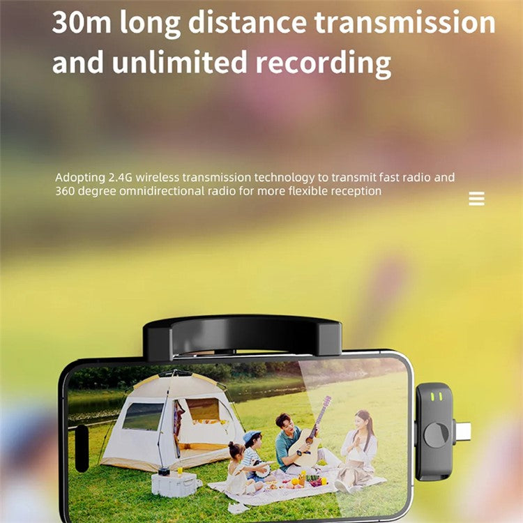 H61 Wireless Lavalier Microphone with Charging Compartment, 1 Transmitter+2 Receiver - Black