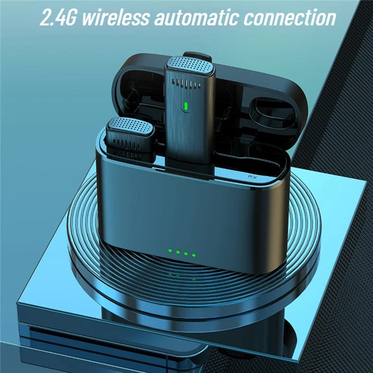 K10 Wireless Lavalier Mic DSP Noise Canceling Microphone (2 Microphones+1 Receiver) - Type-C / Black+Yellow