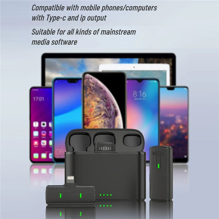 K10 Wireless Lavalier Mic DSP Noise Canceling Microphone (2 Microphones+1 Receiver) - Type-C / Black+Yellow