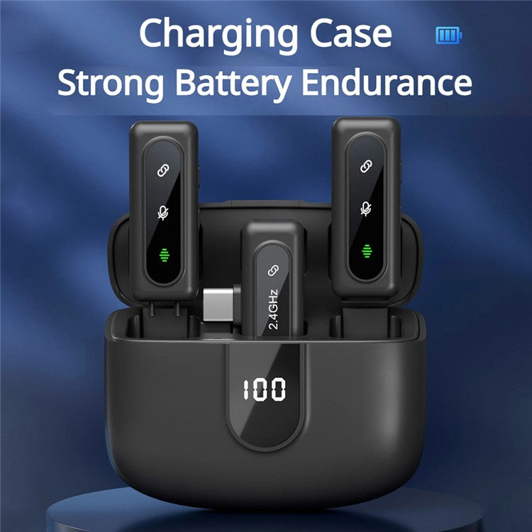 J50 Vlogging Wireless Noise Canceling Microphone Lavalier Mic (2 Microphones+1 Receiver) - Type-C