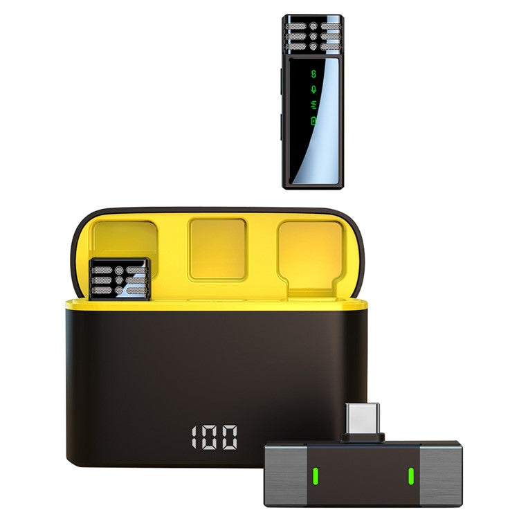 J68 Wireless Noise Canceling Microphone Lavalier Mic (2 Microphones+1 Receiver) - Type-C