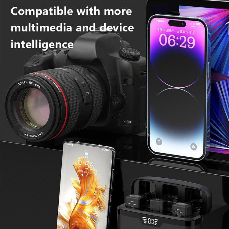 J80 Broadcasting Lavalier Mini Microphone (2 Microphones+1 Receiver) - Type-C