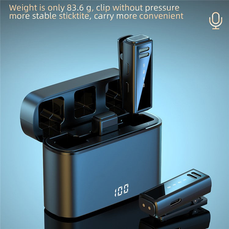 J88 Wireless Lavalier Live Streaming Microphone (2 Microphones+1 Receiver) - Type-C / Black+Yellow