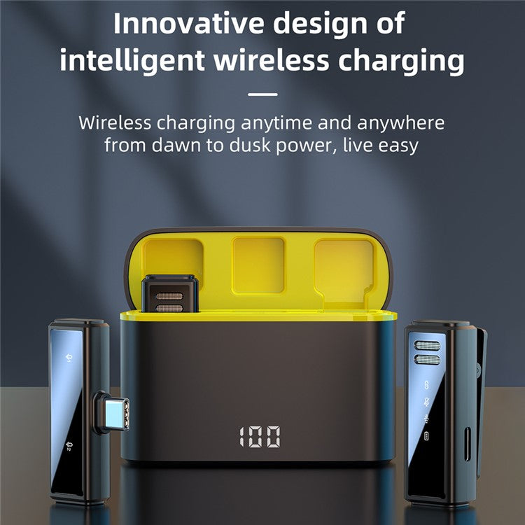 J88 Wireless Lavalier Live Streaming Microphone (2 Microphones+1 Receiver) - Type-C / Black+Yellow