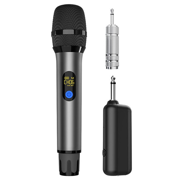 H21H Singing Family KTV UHF Wireless Hand-Held Microphone Performance Live Streaming Mic, 1 Mic + 1 Receiver - Grey