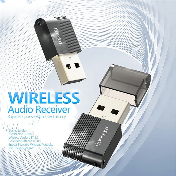 EARLDOM M90 USB Wireless Audio Adapter Bluetooth 5.0 Audio Receiver Transmitter for Car, Computer