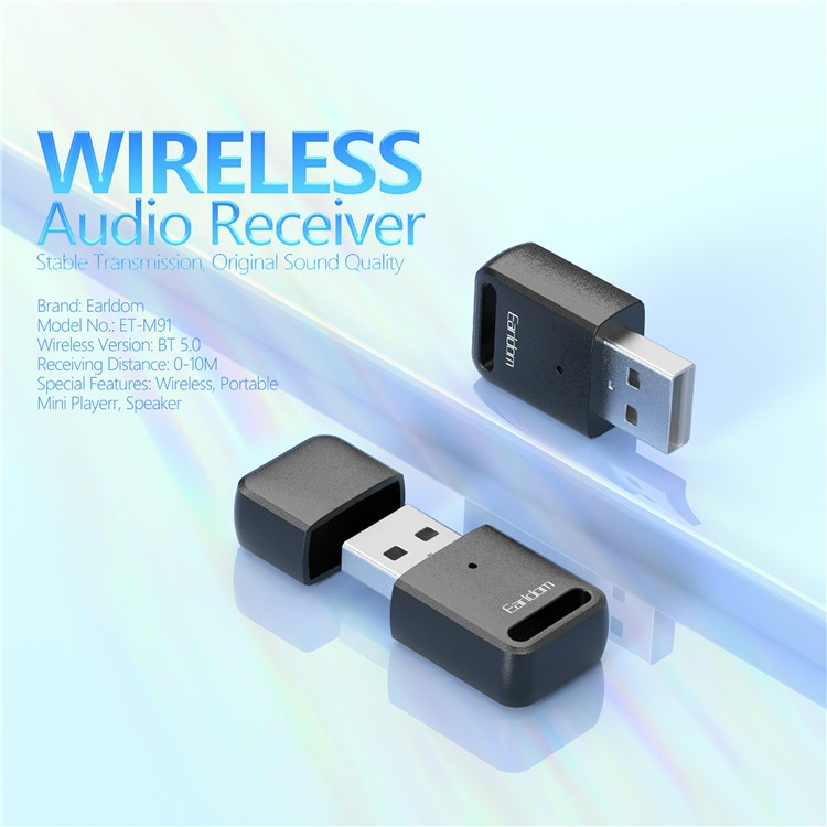 EARLDOM M91 USB Computer Bluetooth 5.0 Receiver Adapter for Mouse, Keyboard, Speaker