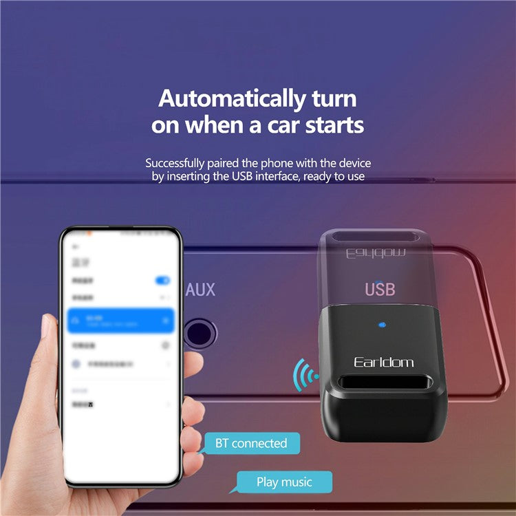 EARLDOM M91 USB Computer Bluetooth 5.0 Receiver Adapter for Mouse, Keyboard, Speaker