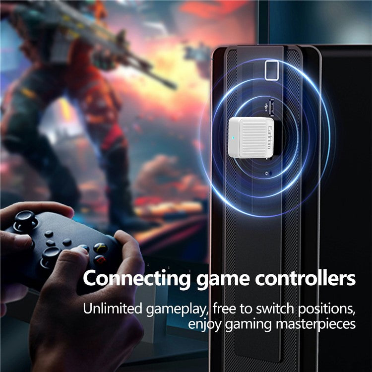 EARLDOM ET-BR09 USB Bluetooth Adapter Car Audio Speaker Wireless Audio Receiver - White