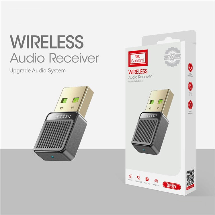 EARLDOM ET-BR09 USB Bluetooth Adapter Car Audio Speaker Wireless Audio Receiver - Black