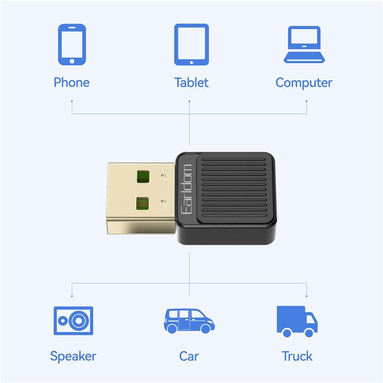 EARLDOM ET-BR09 USB Bluetooth Adapter Car Audio Speaker Wireless Audio Receiver - Black