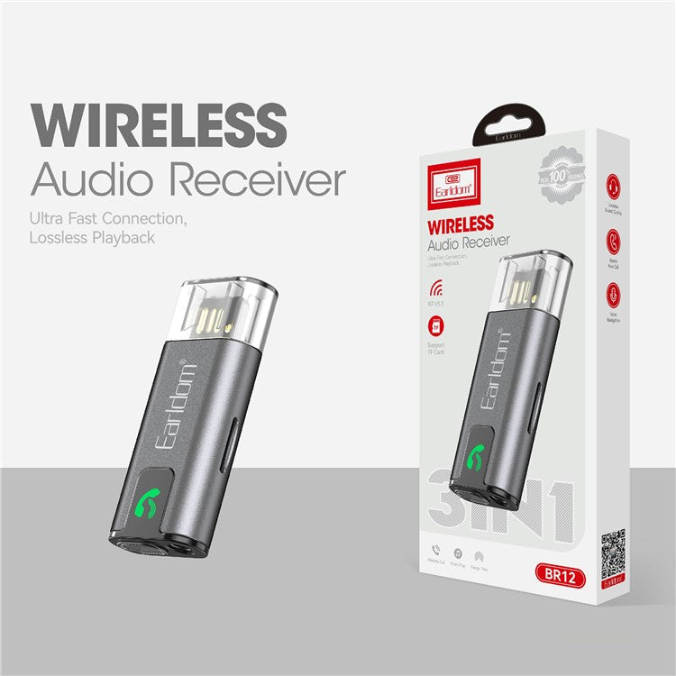 EARLDOM ET-BR12 Bluetooth 5.3 Audio Receiver AUX TF Music Playback USB Adapter