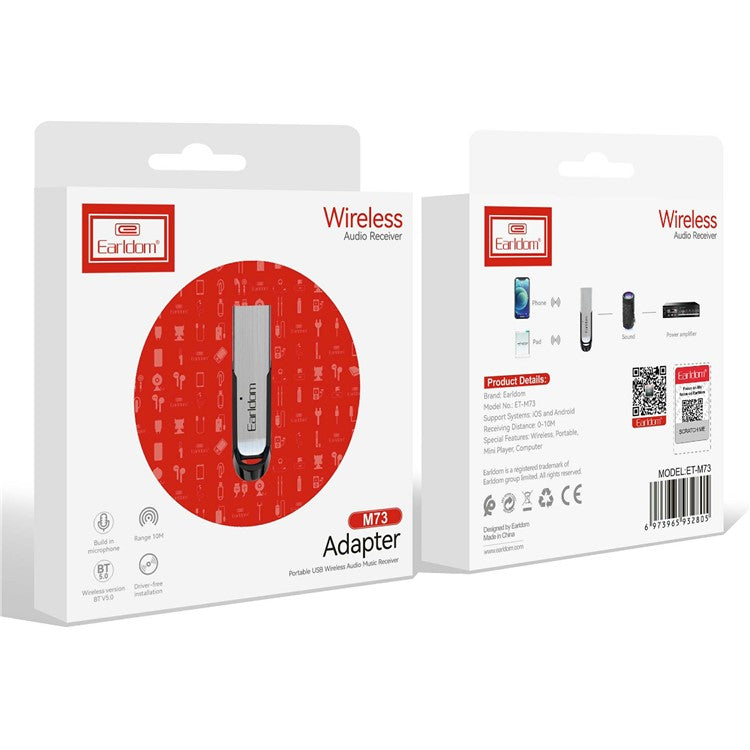 EARLDOM M73 USB Bluetooth Adapter Wireless Audio Receiver Car Bluetooth Music Navigation Receiver