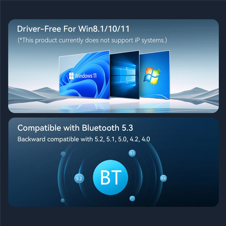 ESSAGER EBT53-BH01-P USB Bluetooth 5.3 Adapter Plug and Play for PC Game Controller Phone