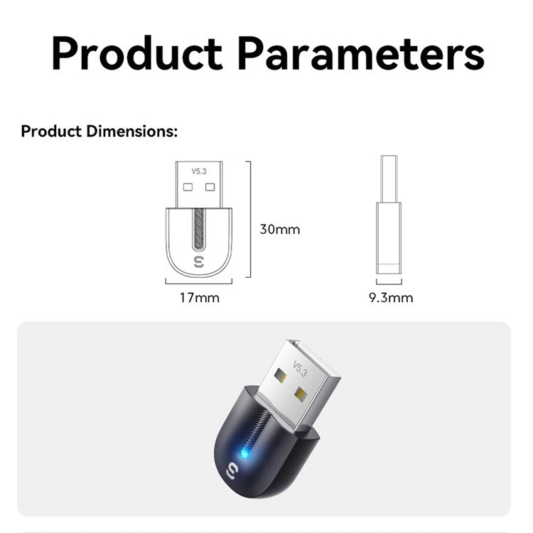 ESSAGER EBT53-BH01-P USB Bluetooth 5.3 Adapter Plug and Play for PC Game Controller Phone