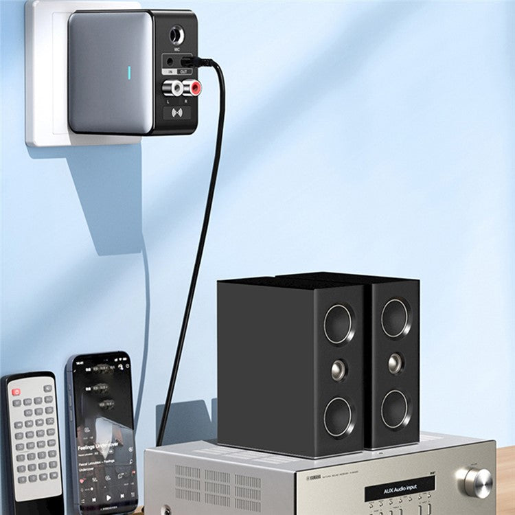 H6 Bluetooth 5.3 Transmitter Audio Bluetooth Receiver Adapter with Remote Control - EU Plug