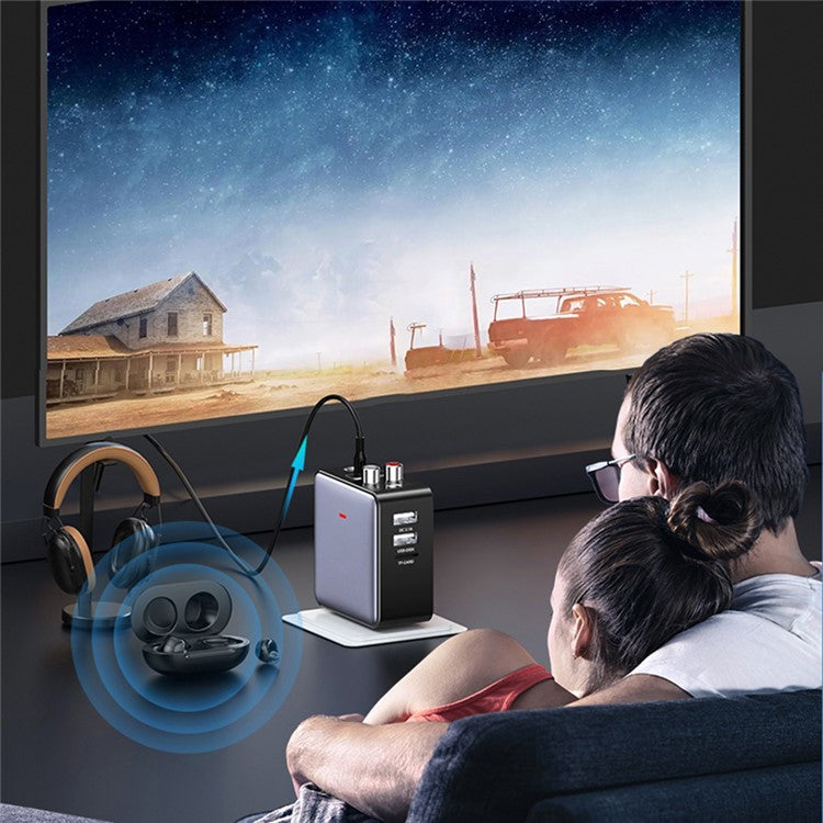 H6 Bluetooth 5.3 Transmitter Audio Bluetooth Receiver Adapter with Remote Control - US Plug