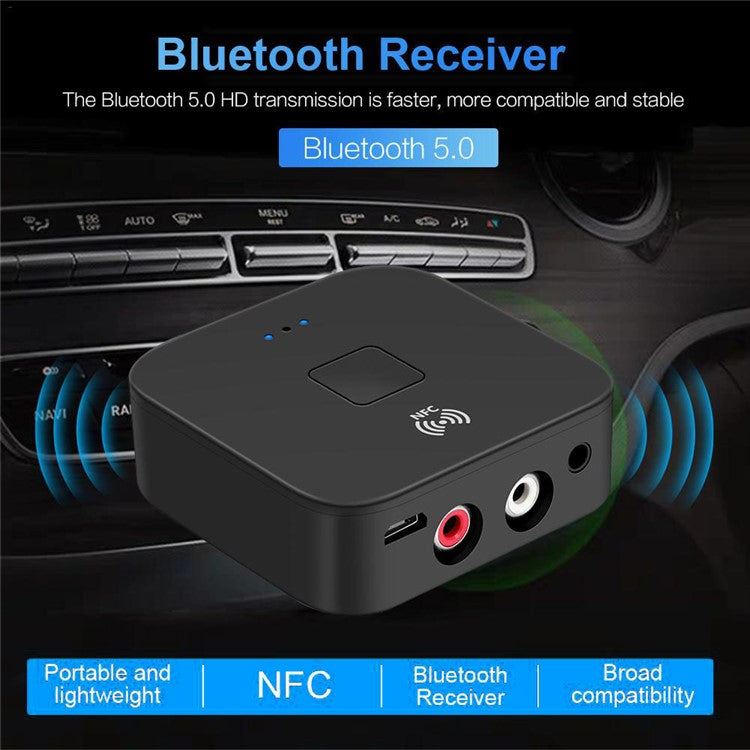 WB11 NFC Wireless Audio Receiver 3.5mm AUX 2RCA HIFI Stereo Audio Bluetooth 5.0 Adapter