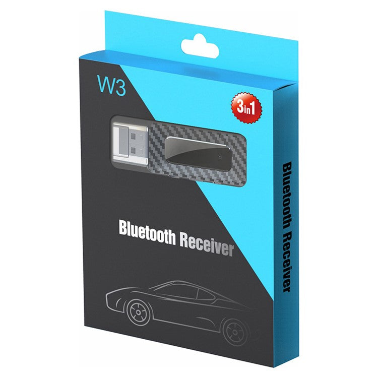 W3 Wireless USB Bluetooth 5.3 Music Receiver AUX Audio Adapter FM Transmitter