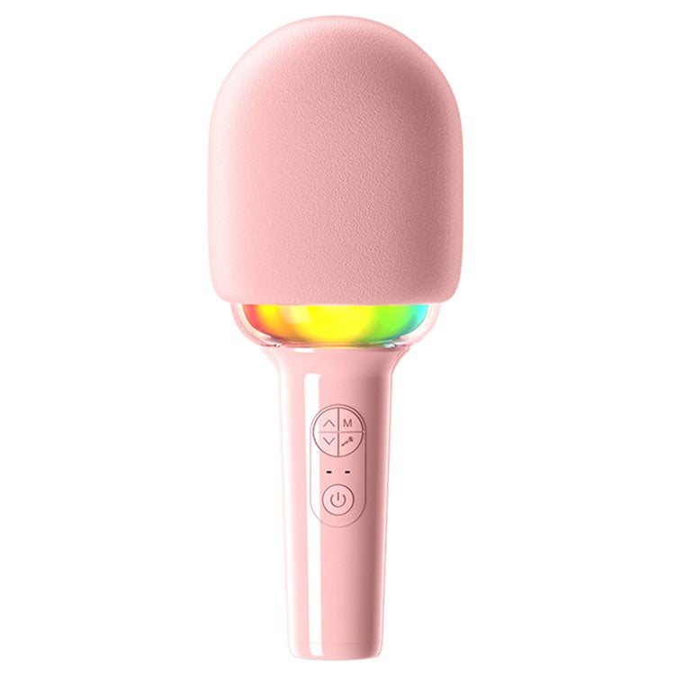 L8 Colorful Light Microphone Speaker Children Wireless Home Singing Handheld Mic - Pink
