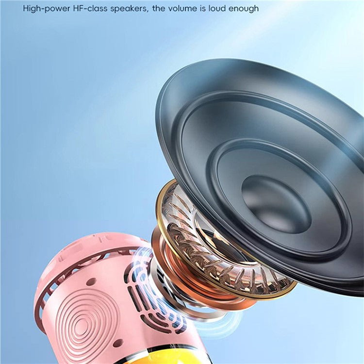 L8 Colorful Light Microphone Speaker Children Wireless Home Singing Handheld Mic - Pink
