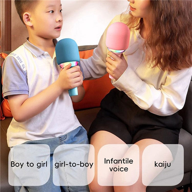 L8 Colorful Light Microphone Speaker Children Wireless Home Singing Handheld Mic - Beige