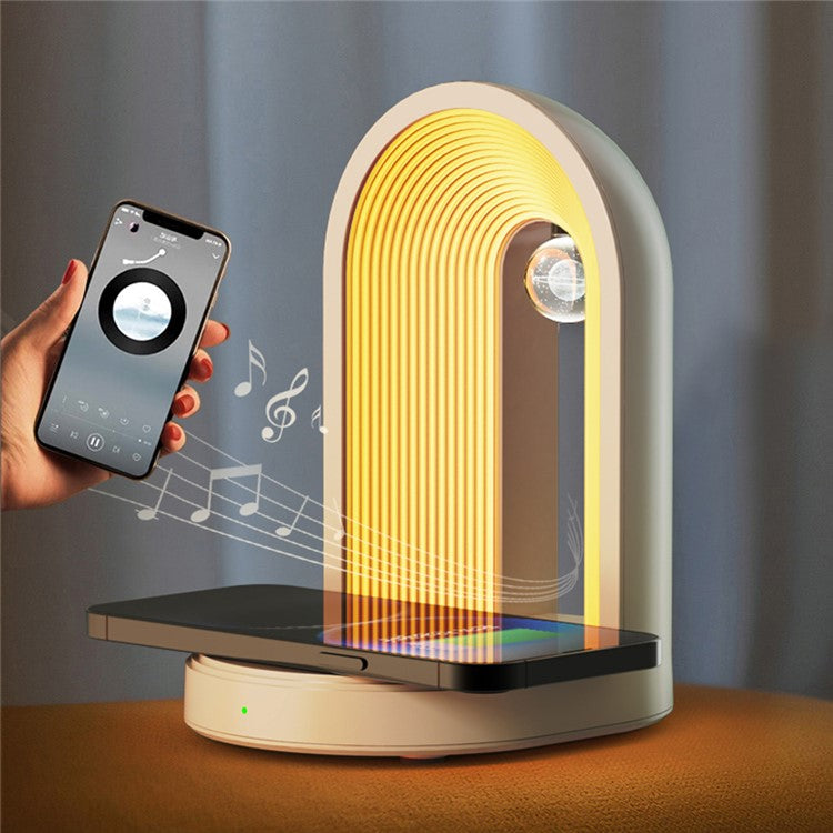 U3 3-in-1 Bedside Lamp Bluetooth Speaker Night Light with 15W Wireless Charger - White