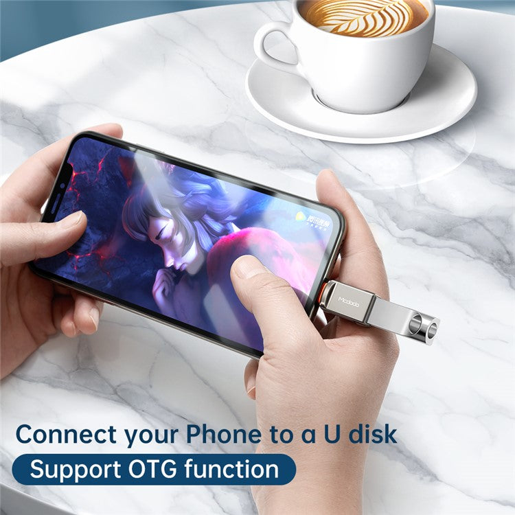 MCDODO OT-8600 USB-A 3.0 to Lightning Mini OTG Adapter - Gun Color