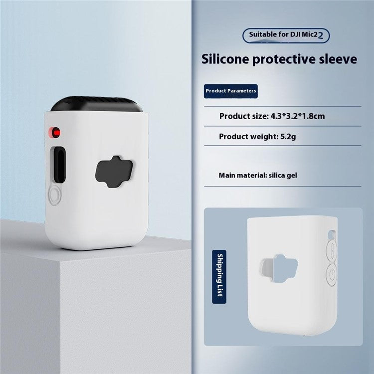 BRDRC For DJI Mic 2 Silicone Case Wireless Microphone Protective Cover - White